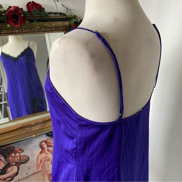Urban Outfitters Out From Under deep purple / royal blue black lace slip dress - Picture 13 of 14